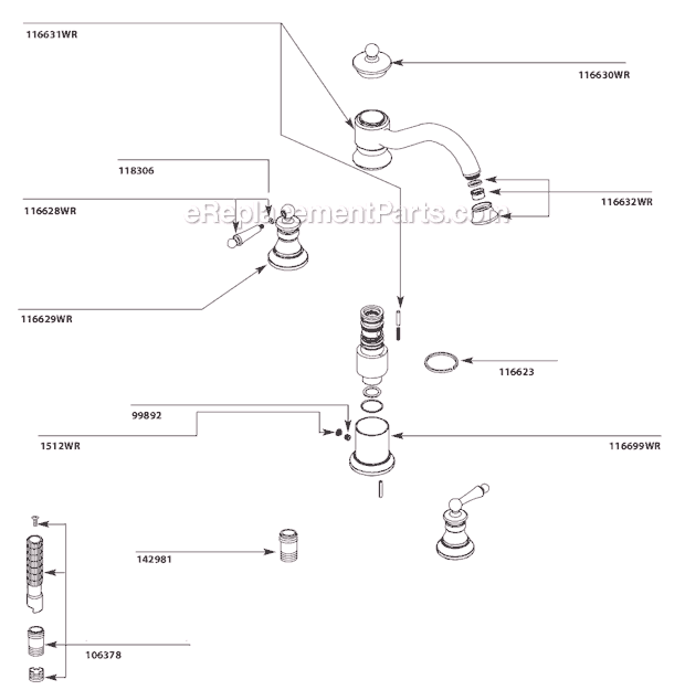 Moen TS214WR Tub and Shower Faucet Page A Diagram