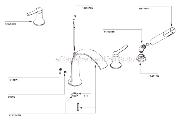 Moen TS21704BN Tub and Shower Faucet Page A Diagram