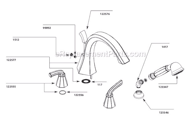 Moen TS244 Tub and Shower Faucet Page A Diagram