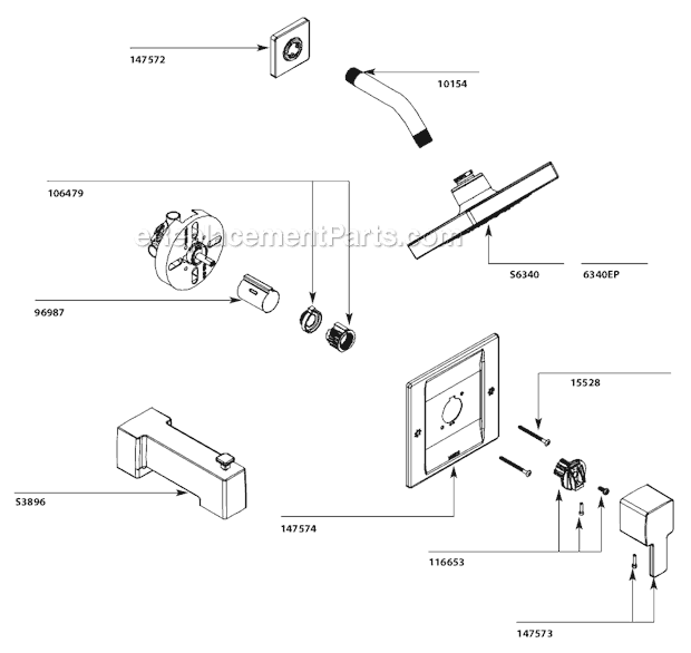 Moen TS2712 Tub and Shower Faucet Page A Diagram