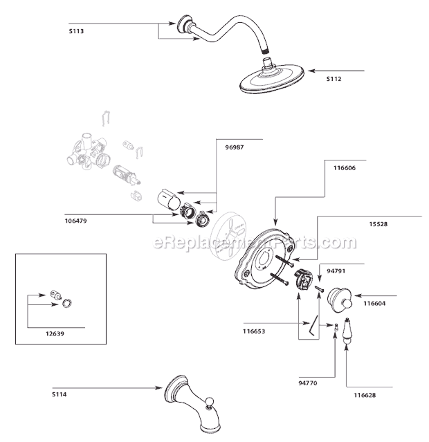 Moen TS310 Tub and Shower Faucet Page A Diagram