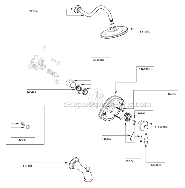 Moen TS312NL Tub and Shower Faucet Page A Diagram