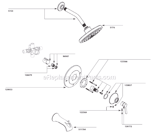 Moen TS31702 Tub and Shower Faucet Page A Diagram