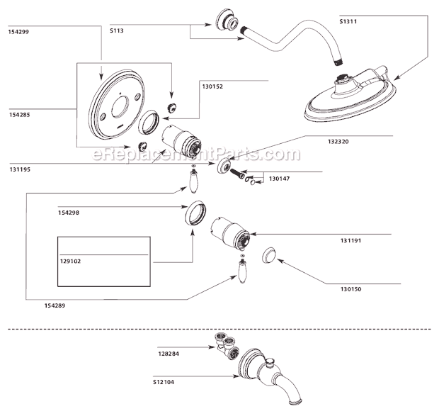 Moen TS32110 Tub and Shower Faucet Page A Diagram