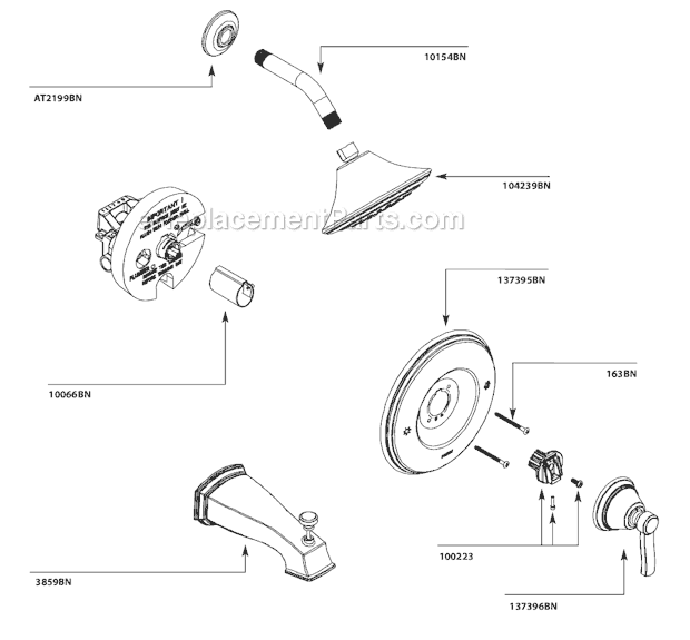 Moen TS3211BN Tub and Shower Faucet Page A Diagram