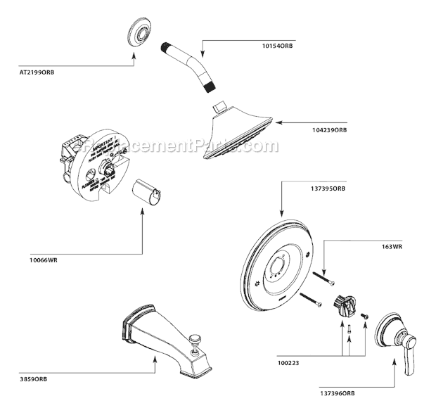 Moen TS3211ORB Tub and Shower Faucet Page A Diagram