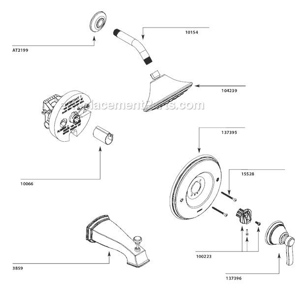 Moen TS3212 Tub and Shower Faucet Page A Diagram