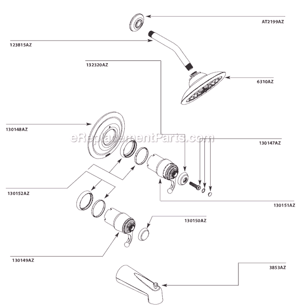 Moen TS3400AZ Tub and Shower Faucet Page A Diagram