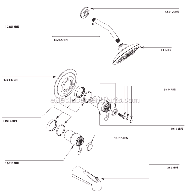 Moen TS3411BN Tub and Shower Faucet Page A Diagram