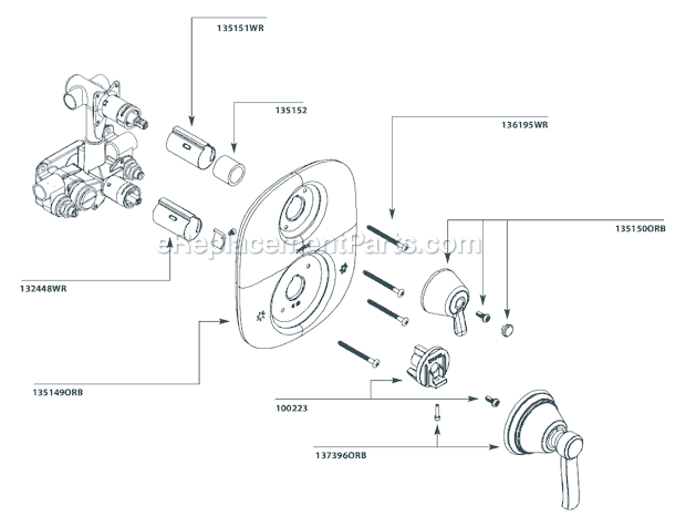 Moen TS4211ORB Tub and Shower Faucet Page A Diagram