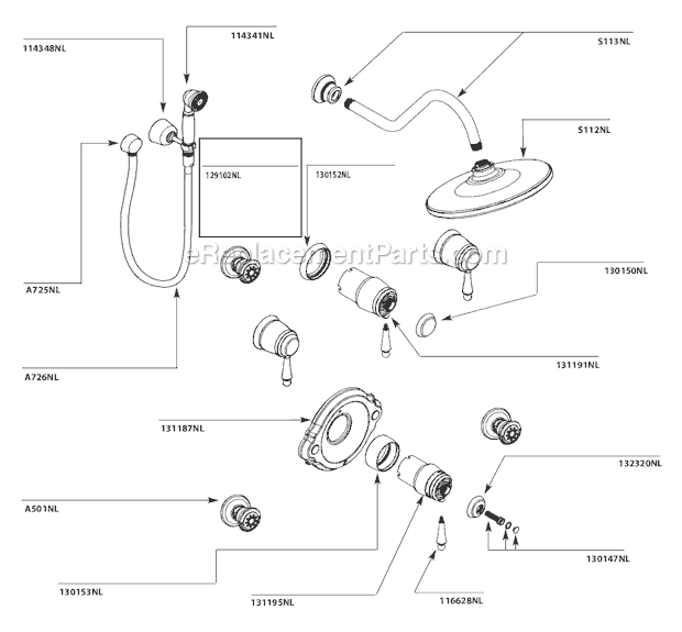 Moen TS516NL Tub and Shower Faucet Page A Diagram
