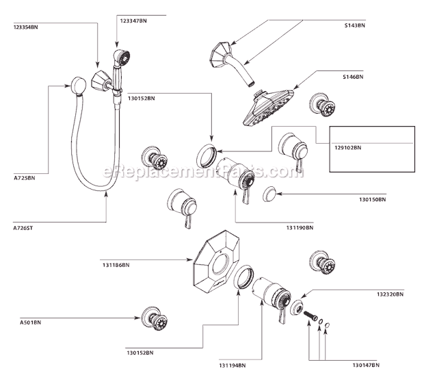 Moen TS546BN Tub and Shower Faucet Page A Diagram