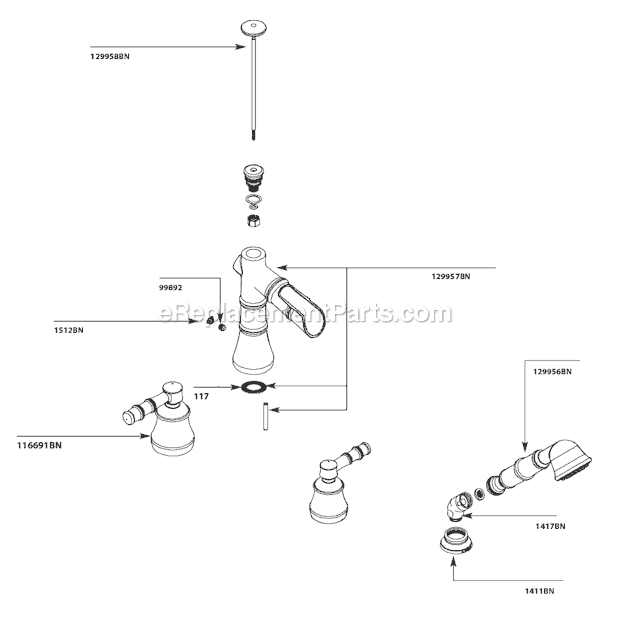 Moen TS8813BN Tub and Shower Faucet Page A Diagram