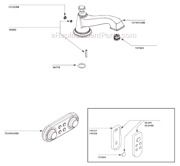 Moen TS9221ORB Tub and Shower Faucet Page A Diagram