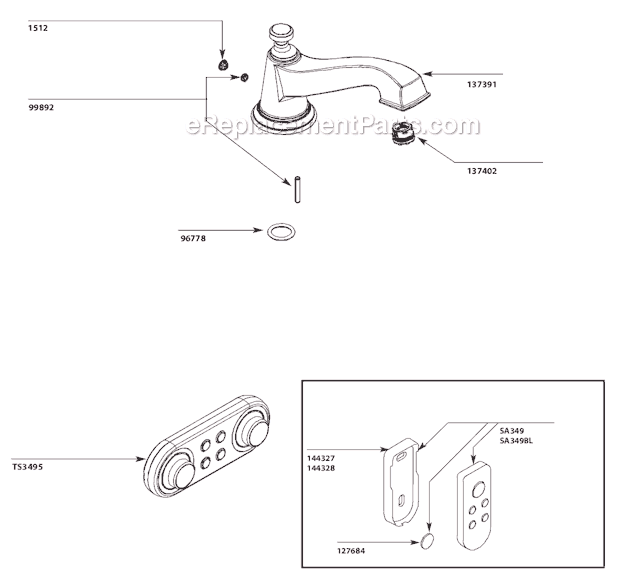Moen TS9221 Tub and Shower Faucet Page A Diagram