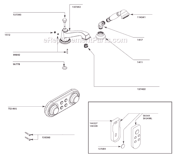 Moen TS9222 Tub and Shower Faucet Page A Diagram
