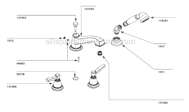 Moen TS925 Tub and Shower Faucet Page A Diagram