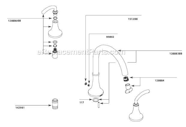 Moen TS963BB Tub and Shower Faucet Page A Diagram