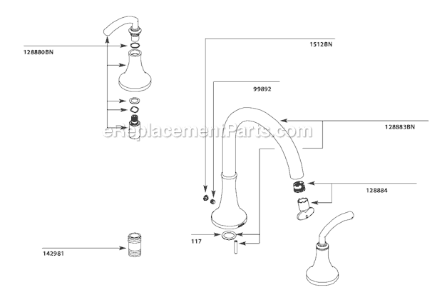 Moen TS963BN Tub and Shower Faucet Page A Diagram