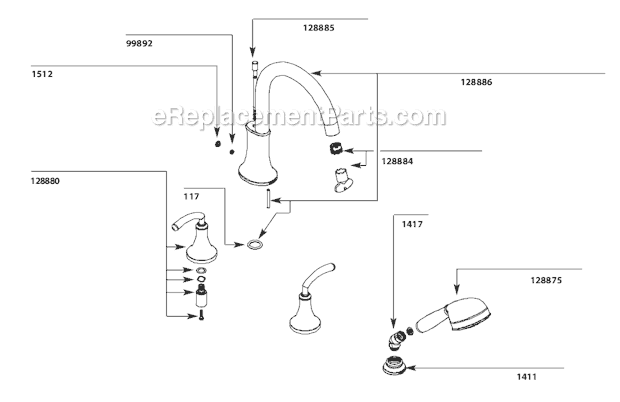 Moen TS964 Tub and Shower Faucet Page A Diagram