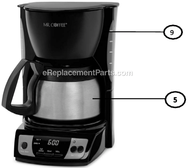 Mr. Coffee CGX9 5 Cup Coffee Maker Page A Diagram