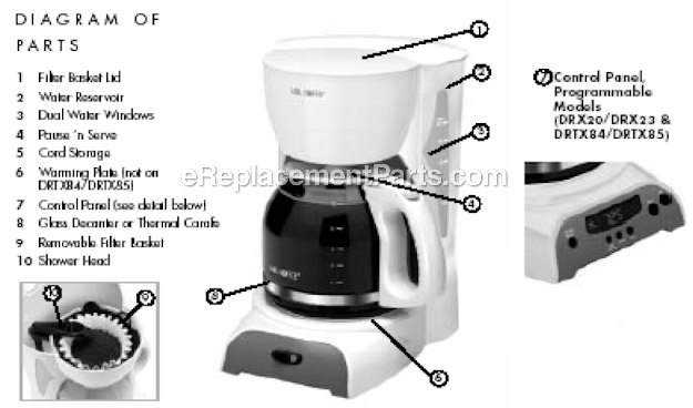 Mr. Coffee DRTX84 Coffee Maker Page A Diagram