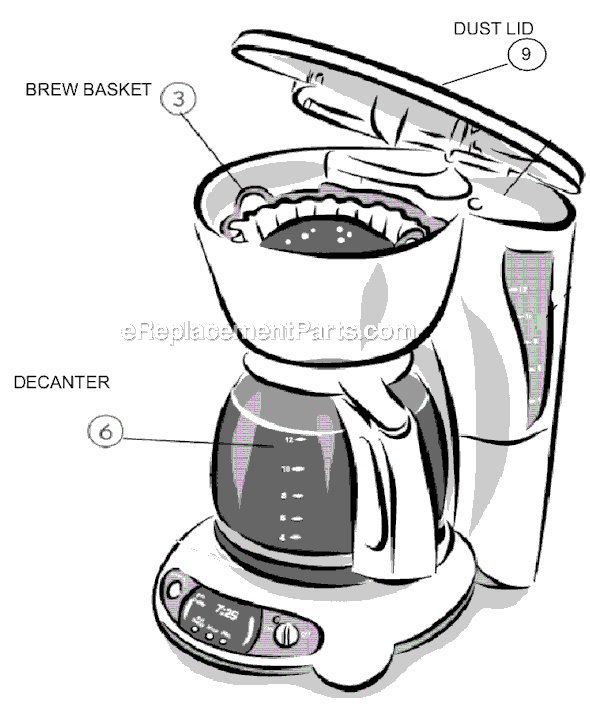 Mr. Coffee TFX26 Coffee Maker Page A Diagram