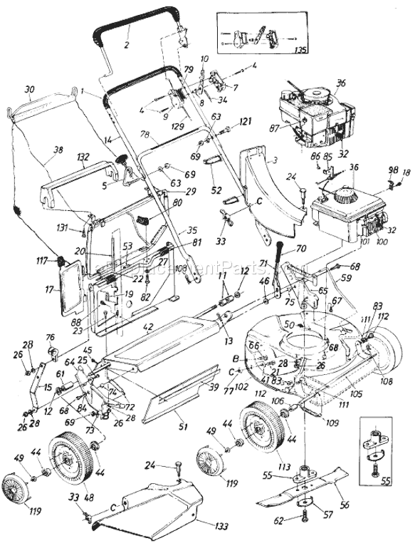 MTD 118-115R401 (1988) Lawn Mower Page A Diagram