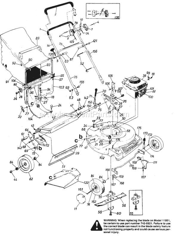 MTD 11851-8 (1988) Lawn Mower Page A Diagram