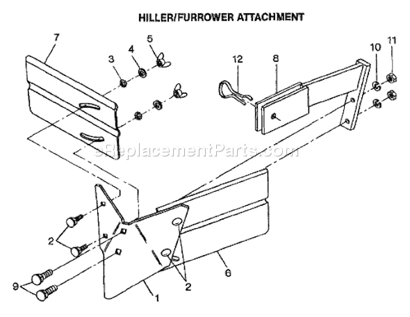 Troy-Bilt 1356 Hiller/Furrower Attachment Page A Diagram