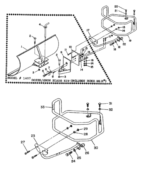 Troy-Bilt 1873 Dozer/Snow Blade & 1684 Bumper Kit Page A Diagram