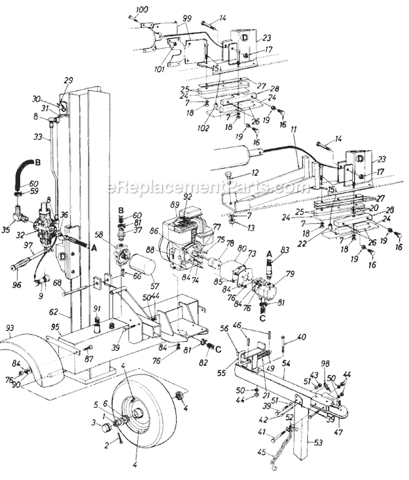 MTD 241-622-000 (1991) Log Splitter Page A Diagram