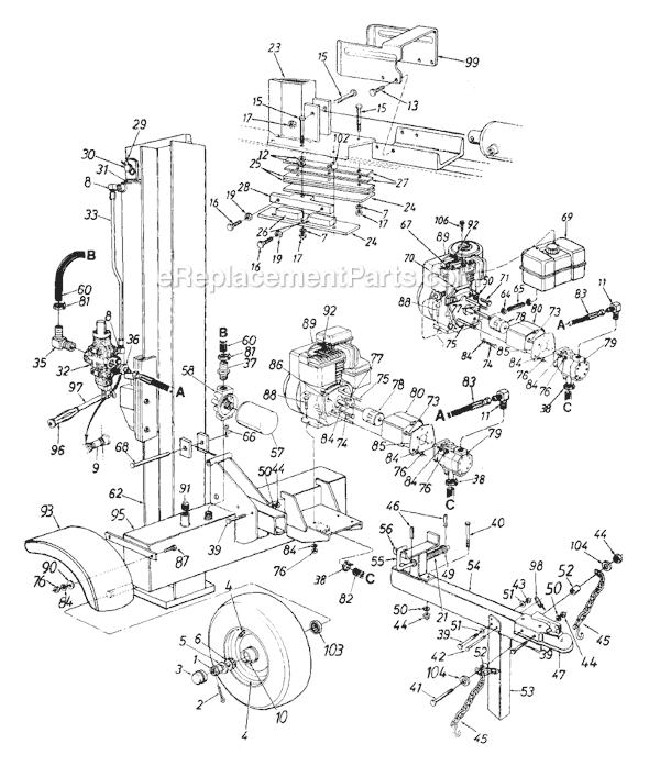 MTD 244-635-135 (1994) Log Splitter Page A Diagram