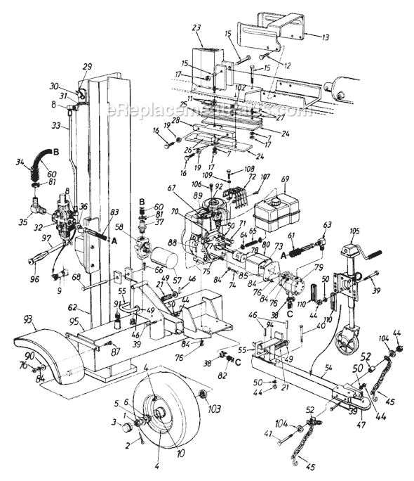 MTD 245-638-000 (1995) Log Splitter Page A Diagram