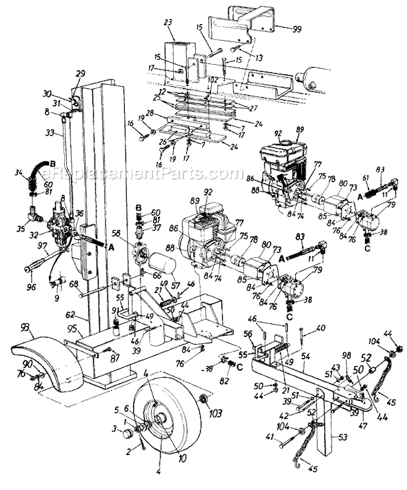 MTD 246-636-129 (1996) Log Splitter Page A Diagram