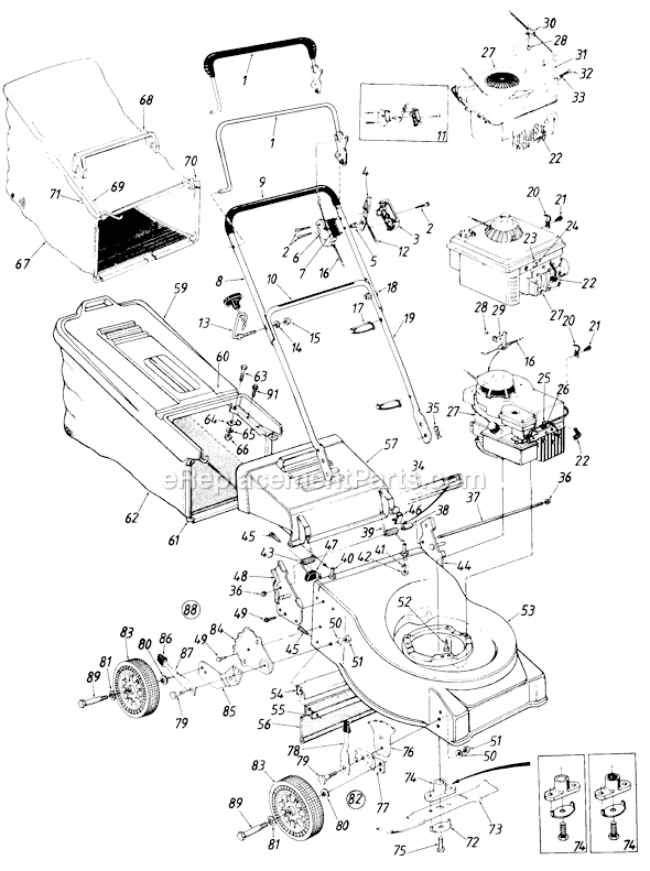 MTD 424R097 (1988) Self-Propelled Walk-Behind Mower Page A Diagram