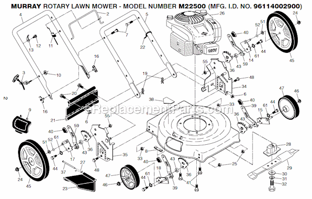 Murray M22500-96114002900 Rotary Lawn Mower Page A Diagram