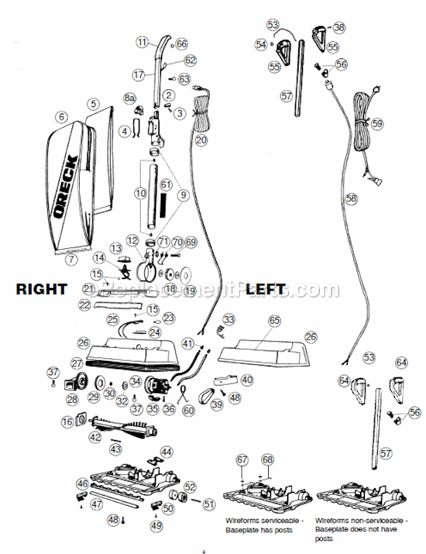 Oreck XL9100HG Upright Vacuum Page A Diagram