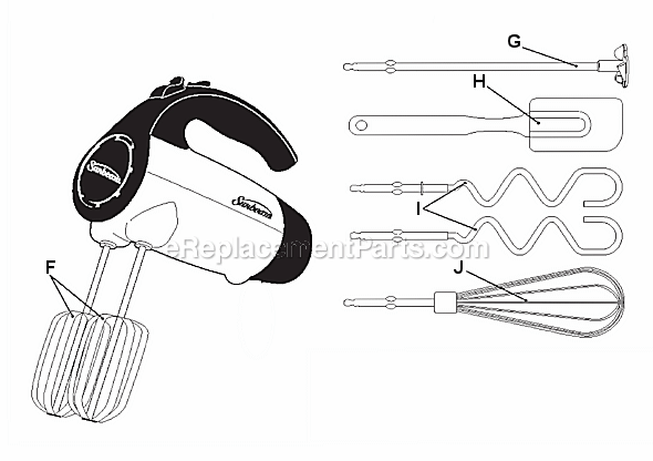 Oster 2545 8 Speed Hand Mixer Page A Diagram