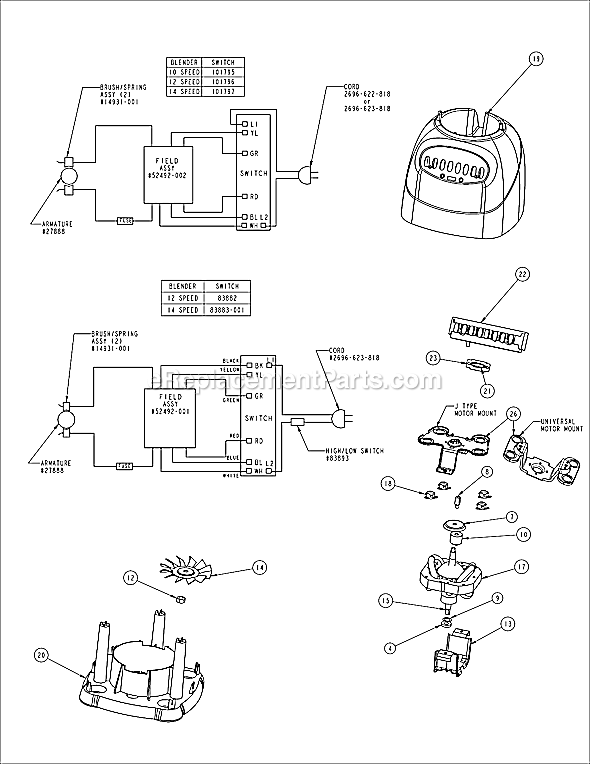 Oster 6645 Cube Blender Page A Diagram