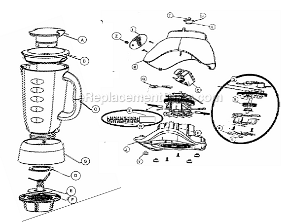 Oster 6875-015 12 Speed Blender Page A Diagram
