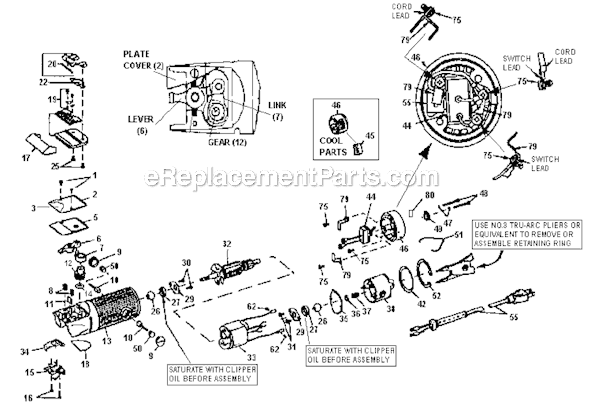 Oster Pro Turbo A5 Single Speed (106349-M) Clipper Page A Diagram