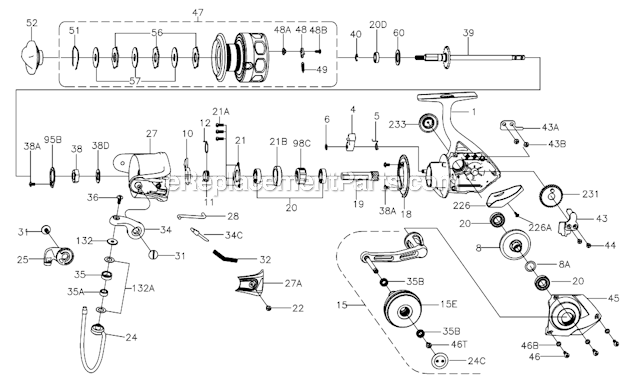 Penn CFT6000 Conflict Spinning Reel Page A Diagram
