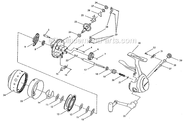 Pflueger 1810 Underspin Reel Page A Diagram