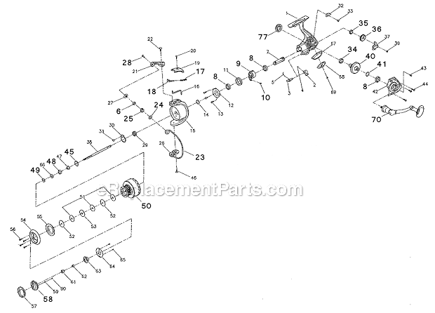 Pflueger 5930 Asaro Spinning Reel Page A Diagram