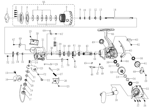 Pflueger 6735 President Spinning Reel Page A Diagram