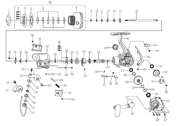 Pflueger 6740 President Spinning Reel Page A Diagram