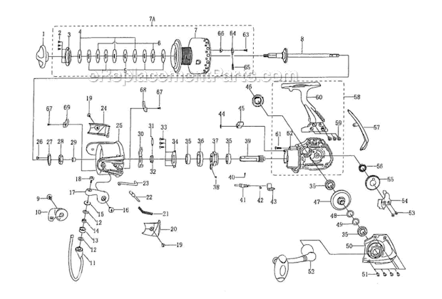 Pflueger 6760XT Spinning Reel Page A Diagram