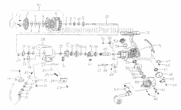 Pflueger 9225XT Supreme XT Spinning Reel Page A Diagram
