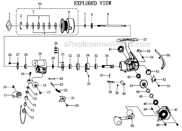 Pflueger TRI25 7 Bearing System Spinning Reel Page A Diagram